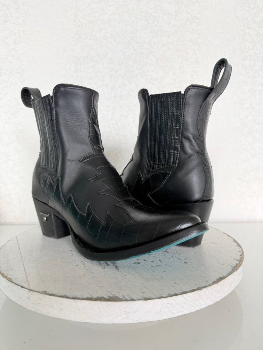 Lane Boots CHELSEA Black Cowboy Black Womens Size 7.5 Western Short Ankle Bootie
